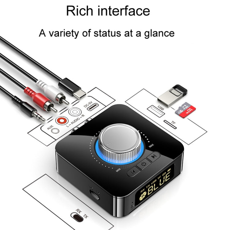 OMS-M5 Digital Bluetooth 5.0 Audio Receiver And Transmitter 2-In-1 AUX Adapter Converter, OMS-M5