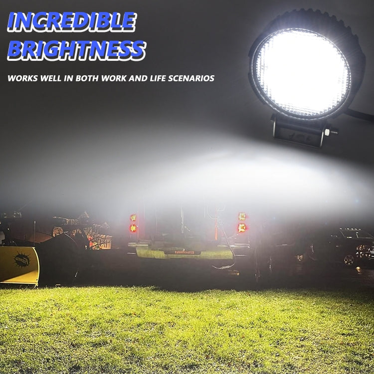 14W 9-30V Floodlight Mixed Luminous 4 Inch Round Work Light With Wire Set, X2 Round
