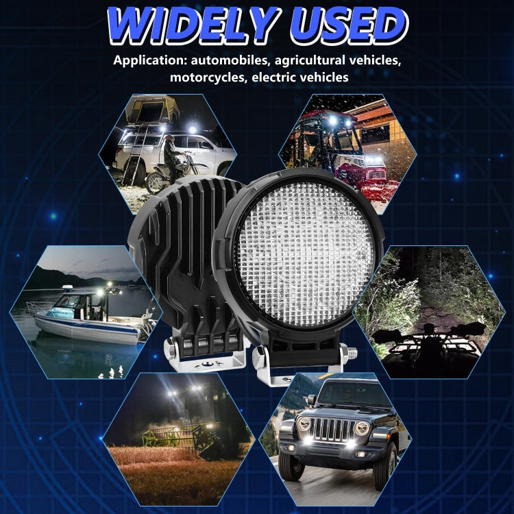 14W 9-30V Floodlight Mixed Luminous 4 Inch Round Work Light With Wire Set, X2 Round