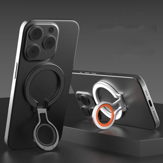 Magnetic Mobile Phone Holder Zinc Alloy Phone Finger Ring Bracket With Silicone Ring Guard, Style 2 Black, Style 2 Black+Orange, Style 2 Silver+Orange