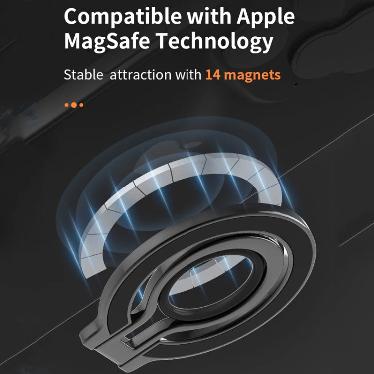 Magnetic Mobile Phone Holder Zinc Alloy Phone Finger Ring Bracket With Silicone Ring Guard, Style 2 Black, Style 2 Black+Orange, Style 2 Silver+Orange