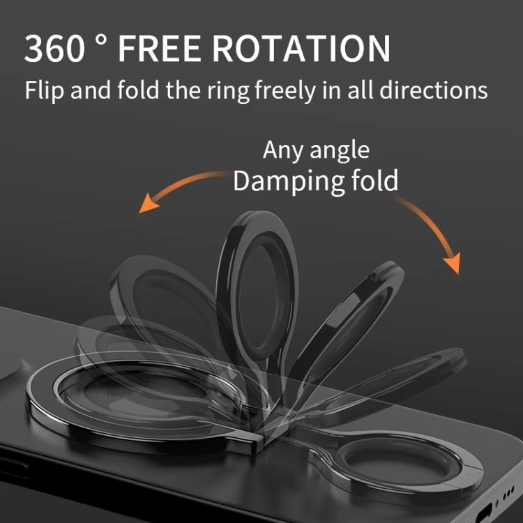 Magnetic Mobile Phone Holder Zinc Alloy Phone Finger Ring Bracket With Silicone Ring Guard, Style 2 Black, Style 2 Black+Orange, Style 2 Silver+Orange