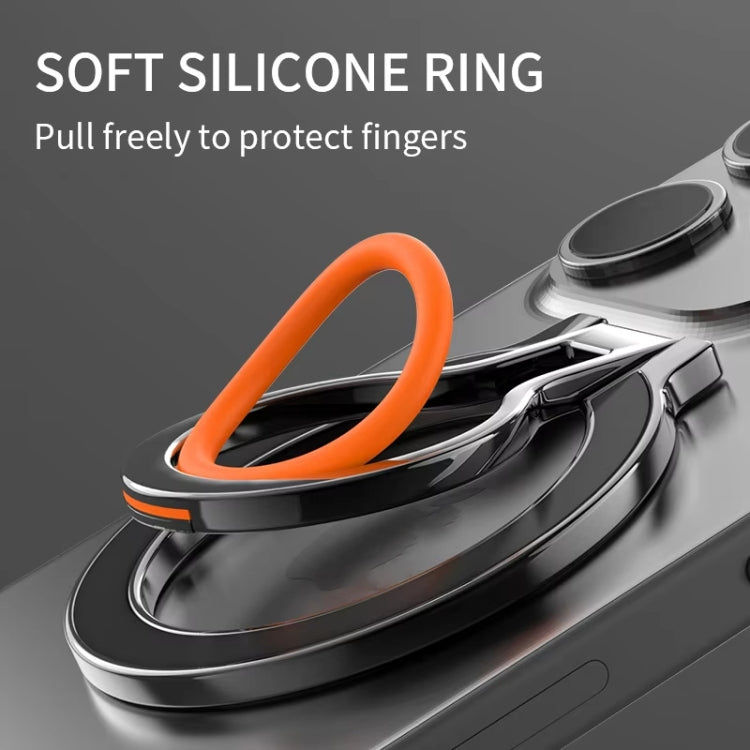 Magnetic Mobile Phone Holder Zinc Alloy Phone Finger Ring Bracket With Silicone Ring Guard, Style 2 Black, Style 2 Black+Orange, Style 2 Silver+Orange