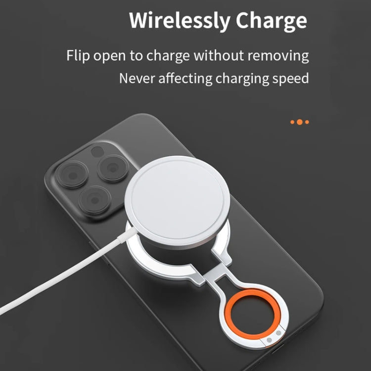 Magnetic Mobile Phone Holder Zinc Alloy Phone Finger Ring Bracket With Silicone Ring Guard, Style 2 Black, Style 2 Black+Orange, Style 2 Silver+Orange