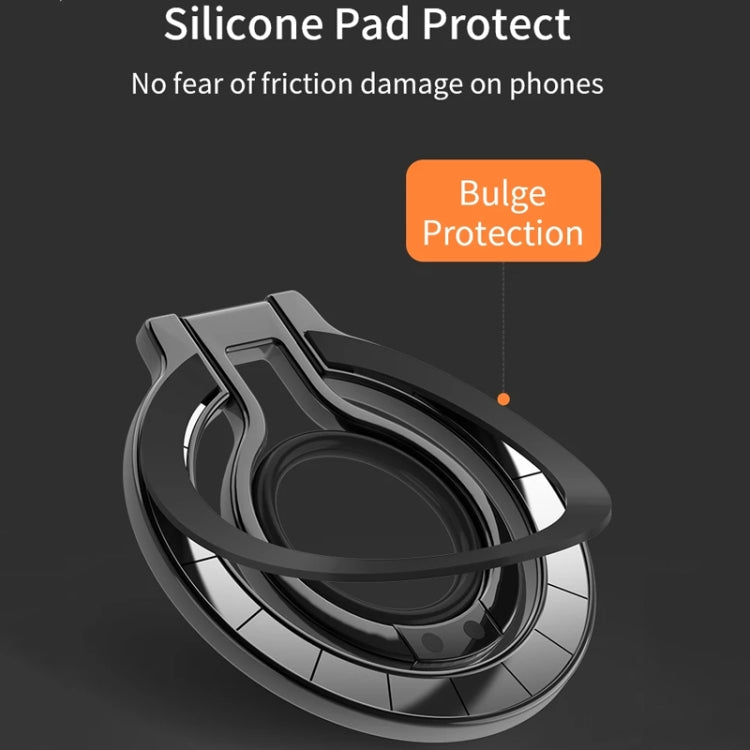 Magnetic Mobile Phone Holder Zinc Alloy Phone Finger Ring Bracket With Silicone Ring Guard, Style 2 Black, Style 2 Black+Orange, Style 2 Silver+Orange