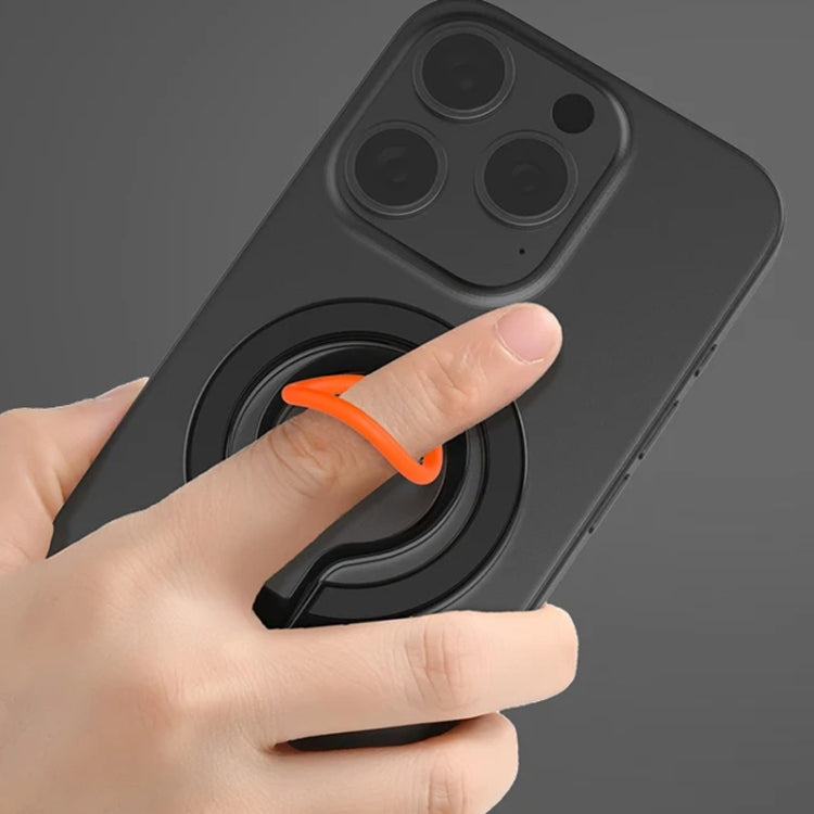 Magnetic Mobile Phone Holder Zinc Alloy Phone Finger Ring Bracket With Silicone Ring Guard, Style 2 Black, Style 2 Black+Orange, Style 2 Silver+Orange