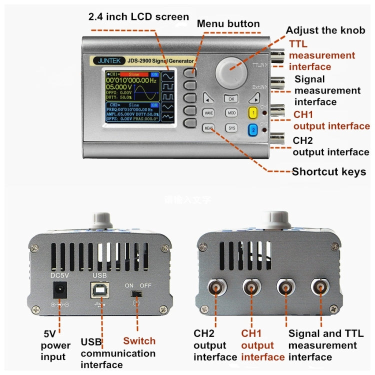 JUNTEK Programmable Dual-Channel DDS Function Arbitrary Waveform Signal Generator, 15MHz, 30MHz, 40MHz, 50MHz, 60MHz