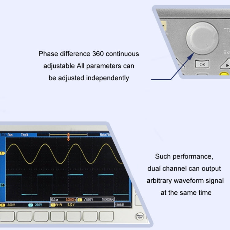 JUNTEK Programmable Dual-Channel DDS Function Arbitrary Waveform Signal Generator, 15MHz, 30MHz, 40MHz, 50MHz, 60MHz