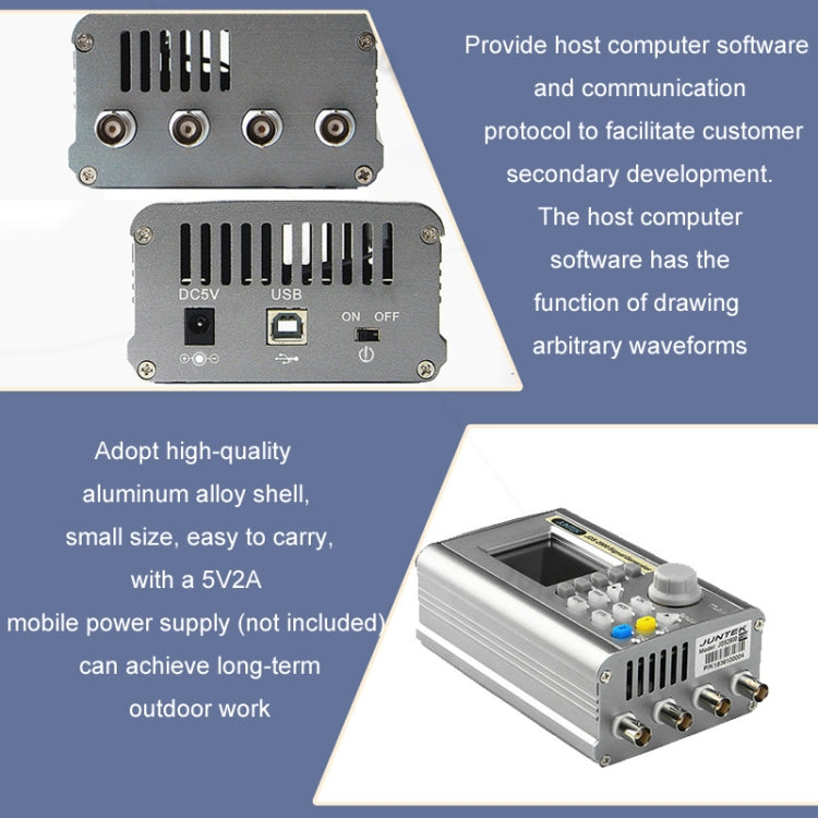JUNTEK Programmable Dual-Channel DDS Function Arbitrary Waveform Signal Generator, 15MHz, 30MHz, 40MHz, 50MHz, 60MHz