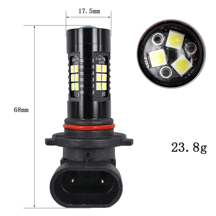 1pair Automotive High-power LED White Light Fog Lamp, 9006