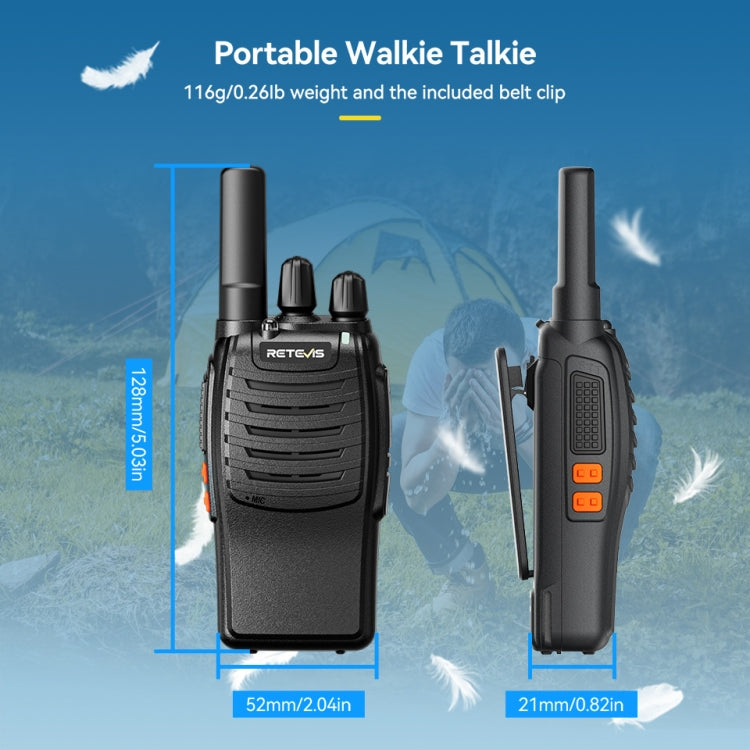 RETEVIS H777 16 Channels Compact Portable Handheld Walkie Talkie With Charging Base, PMR, FRS, 1pair PMR, 1pair FRS