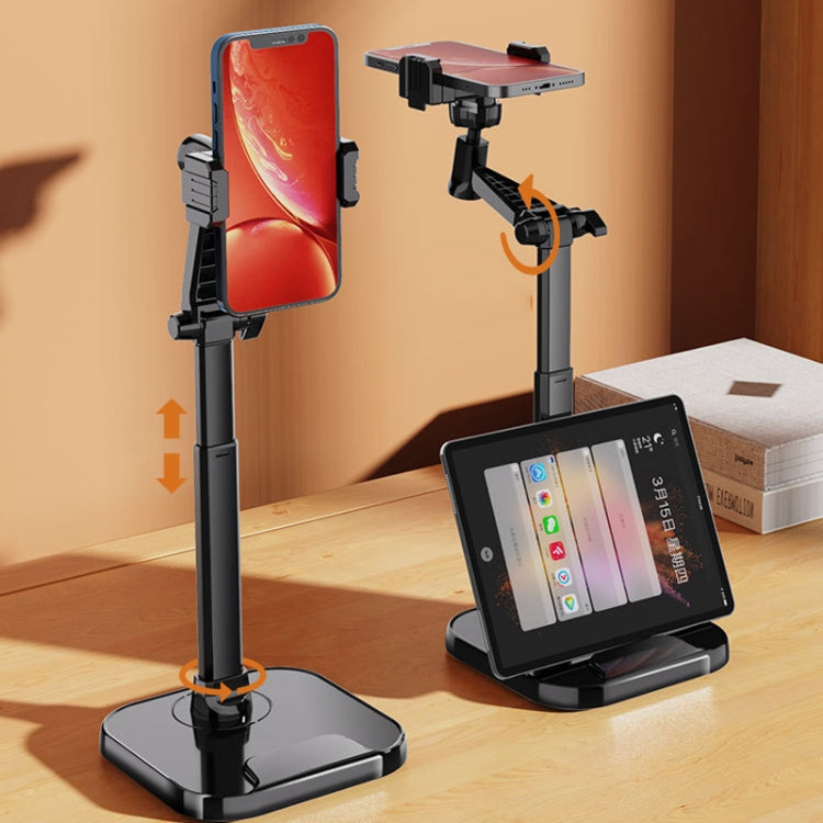 Dual-Position Rotatable Phone And Tablet Stand Retractable Weighted Base Desktop Holder, Tablet Model White, Tablet Model Black, Phone Model White, Phone Model Black