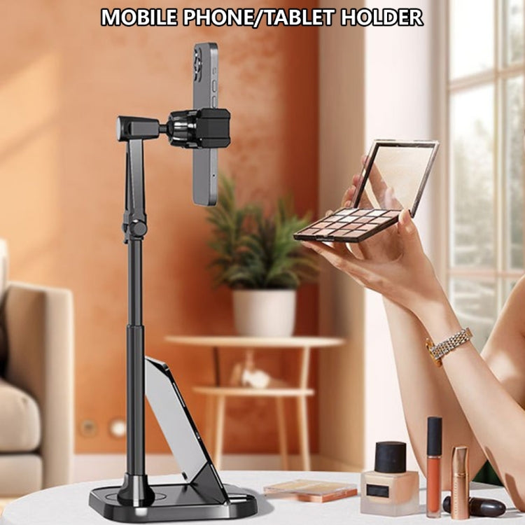 Dual-Position Rotatable Phone And Tablet Stand Retractable Weighted Base Desktop Holder, Tablet Model White, Tablet Model Black, Phone Model White, Phone Model Black