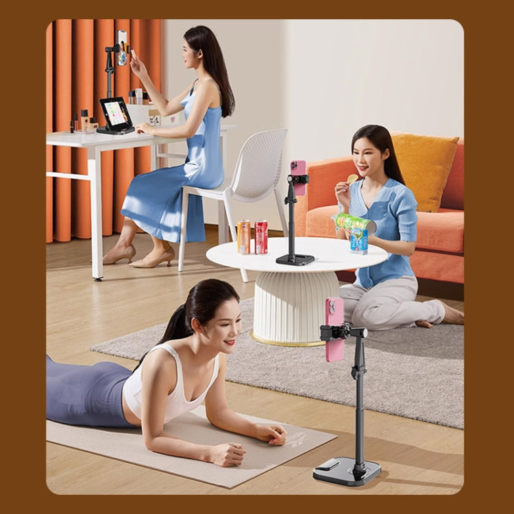 Dual-Position Rotatable Phone And Tablet Stand Retractable Weighted Base Desktop Holder, Tablet Model White, Tablet Model Black, Phone Model White, Phone Model Black