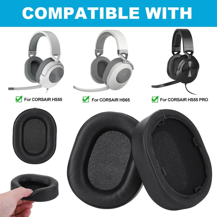 1pair Headphone Leather Sponge Cover For CORSAIR HS55 / HS55 PRO / HS65, For HS55/HS55 PRO/HS65(Black), For HS55/HS55 PRO/HS65(Gray)