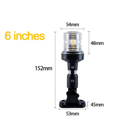 Einstellbare LED Yacht-Ankerlaterne, Rundum-Hecklicht, 6 Zoll, 12 Zoll