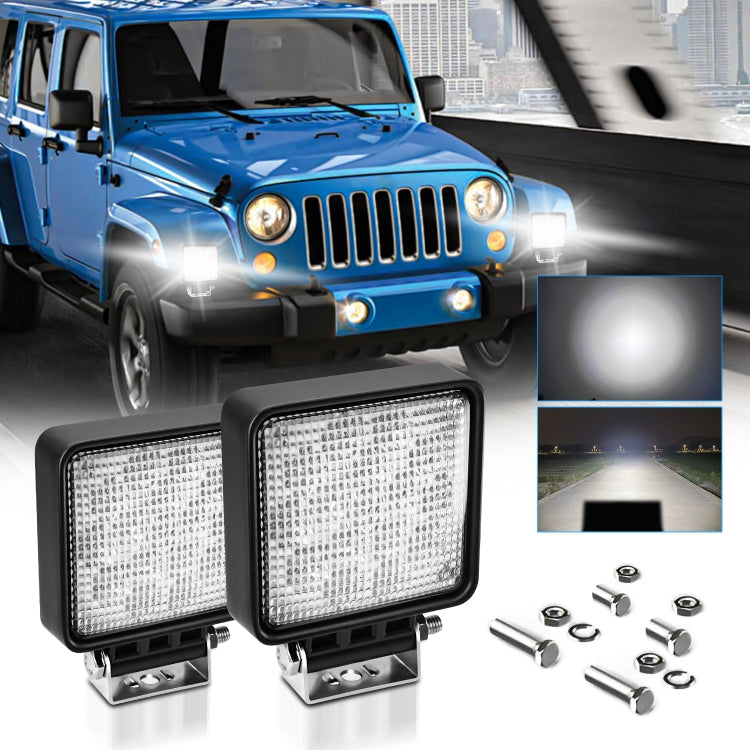 14W 9-30V 4 Inch Mixed Luminous Square Floodlight With Wire Set, X2 Square