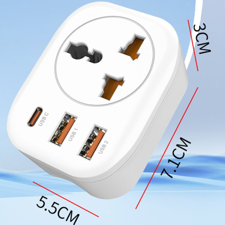 Universal Converter Plug 2USB+Type-C Smart Converter Socket, UK Plug, US Plug, EU Plug