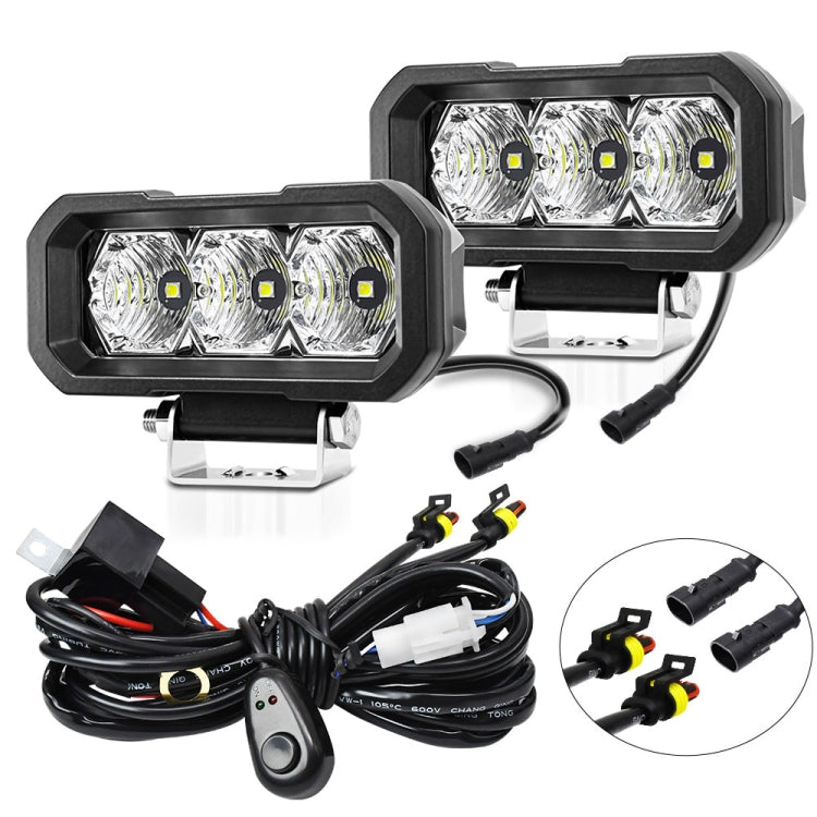 E23 40W 9V-30V 5 Inch Waterproof 3-Eye Headlight, Spotlight White Light, Spotlight Yellow Light, Floodlight White Light, Floodlight Yellow Light