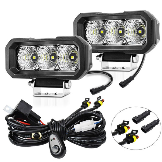 E23 40W 9V-30V 5 Inch Waterproof 3-Eye Headlight, Spotlight White Light, Spotlight Yellow Light, Floodlight White Light, Floodlight Yellow Light