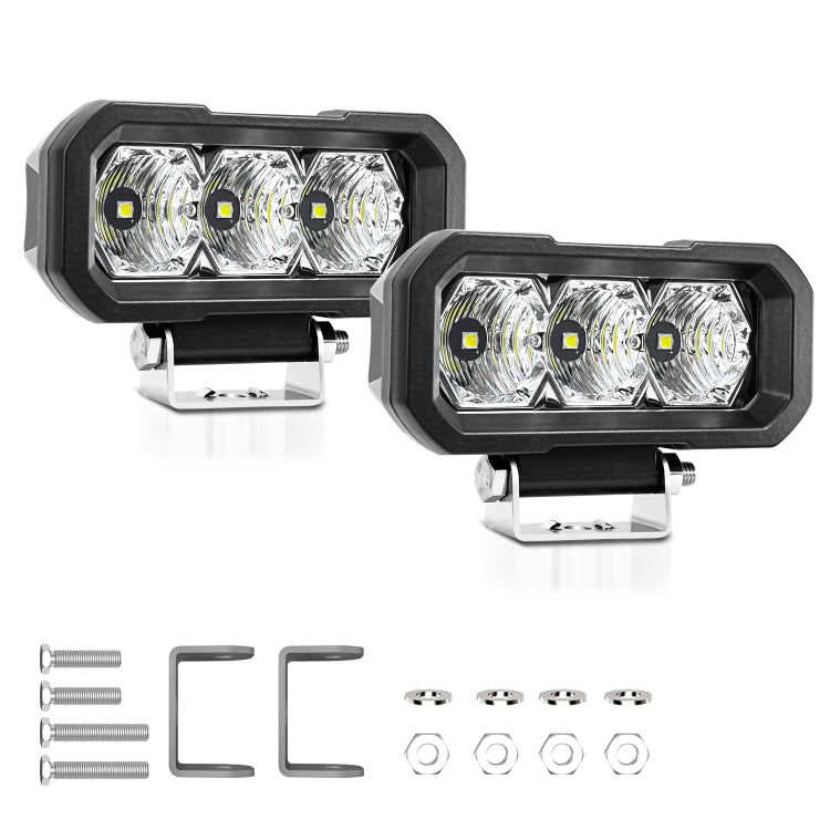 E23 40W 9V-30V 5 Inch Waterproof 3-Eye Headlight, Spotlight White Light, Spotlight Yellow Light, Floodlight White Light, Floodlight Yellow Light