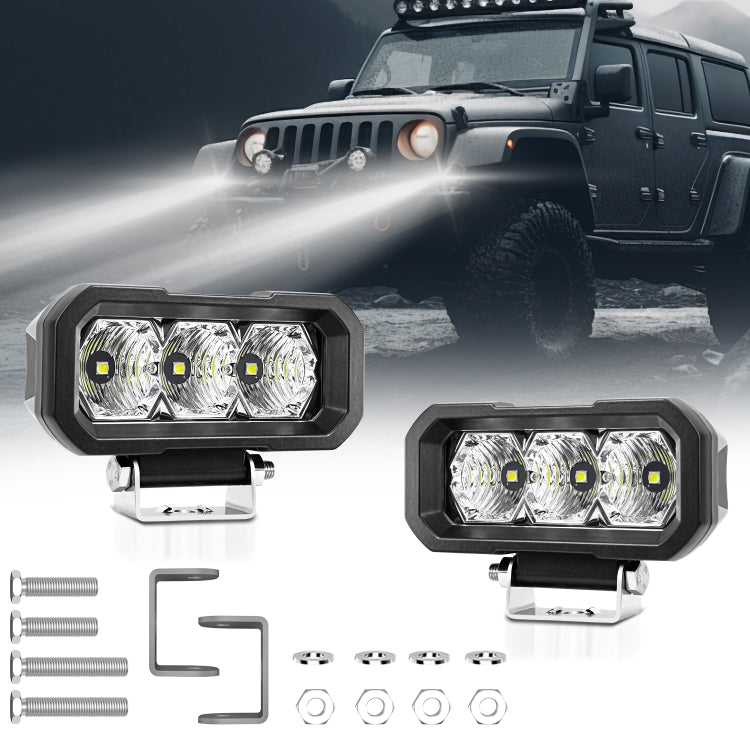 E23 40W 9V-30V 5 Inch Waterproof 3-Eye Headlight, Spotlight White Light, Spotlight Yellow Light, Floodlight White Light, Floodlight Yellow Light