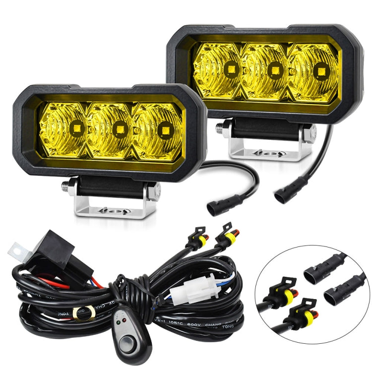 E23 40W 9V-30V 5 Inch Waterproof 3-Eye Headlight, Spotlight White Light, Spotlight Yellow Light, Floodlight White Light, Floodlight Yellow Light