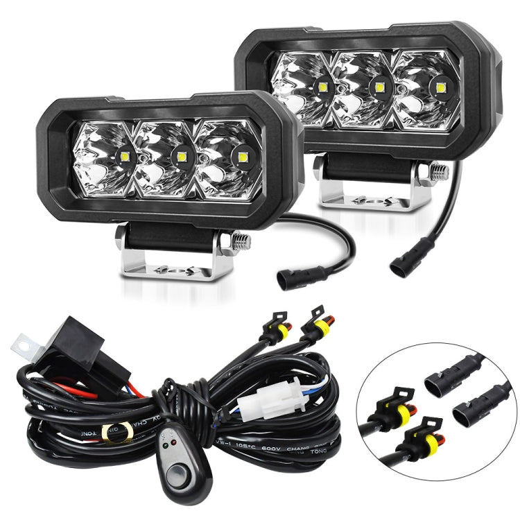 E23 40W 9V-30V 5 Inch Waterproof 3-Eye Headlight, Spotlight White Light, Spotlight Yellow Light, Floodlight White Light, Floodlight Yellow Light