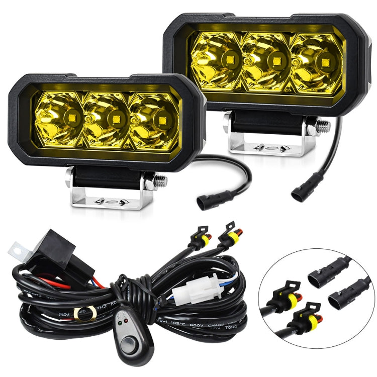 E23 40W 9V-30V 5 Inch Waterproof 3-Eye Headlight, Spotlight White Light, Spotlight Yellow Light, Floodlight White Light, Floodlight Yellow Light
