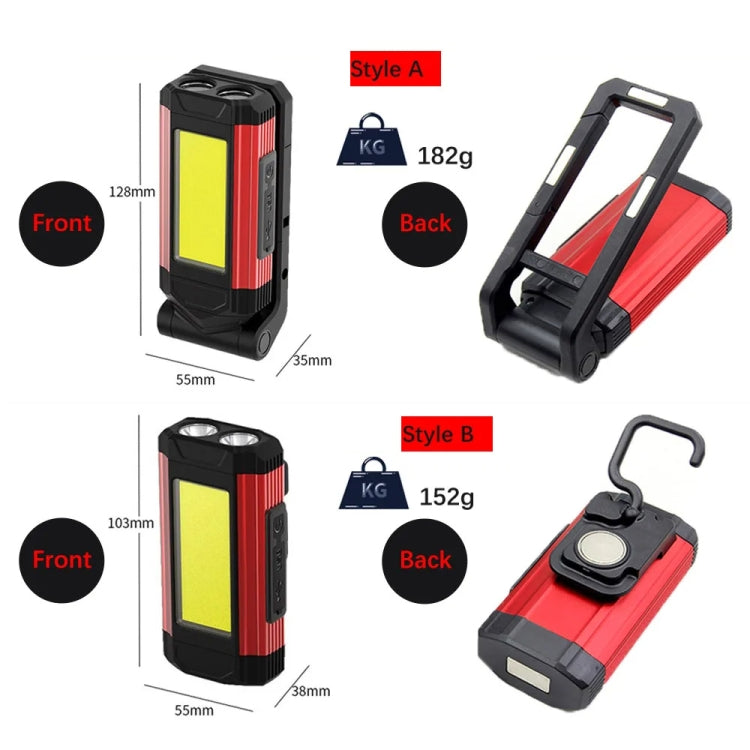 E-SMARTER K011 USB Rechargeable Repair Light With Magnet COB Strong Light Flashlight, A Foldable Red, A Foldable Silver, B Simple Red, B Simple Silver