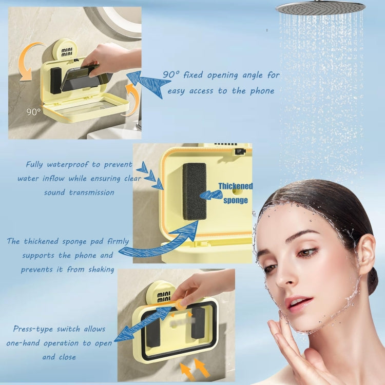 Shower Phone Holder Waterproof Rotatable Suction Cup Wall Mount Phone Case