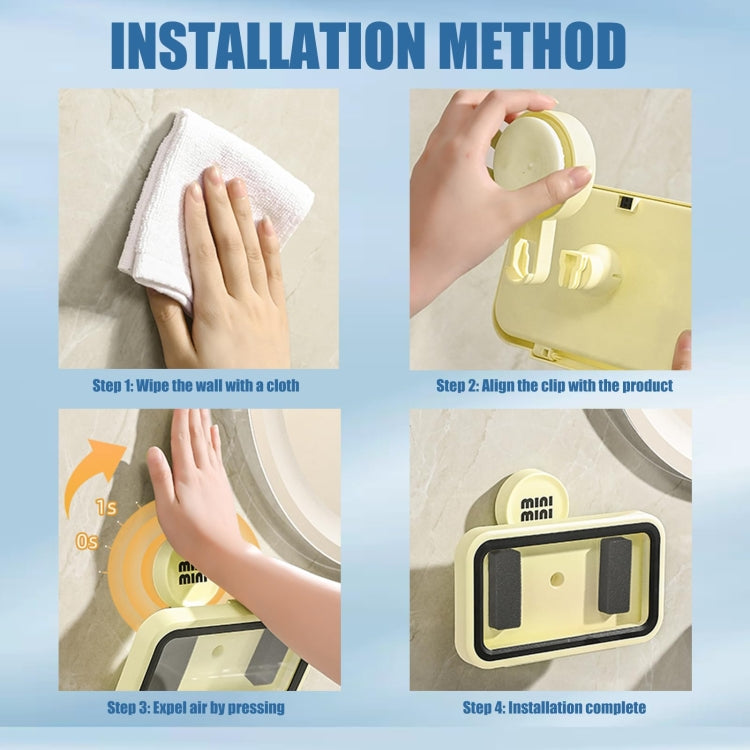 Shower Phone Holder Waterproof Rotatable Suction Cup Wall Mount Phone Case