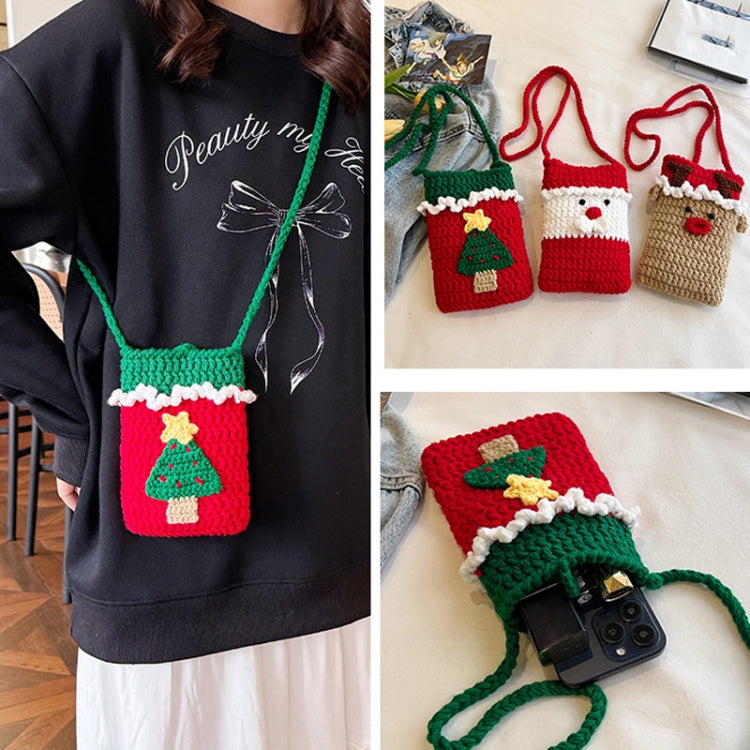Christmas Finished Wool Crochet Mobile Phone Bag Shoulder Crossbody Bag