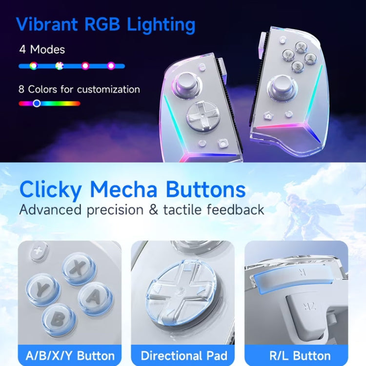 EasySMX S15 For Switch Wireless RGB Controller Split Joypad 6 Axis Gyroscop, Mechanical Hall Effect, S15