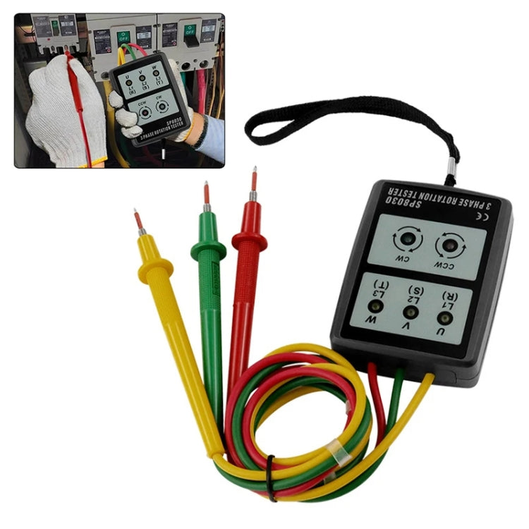 3 Phase Alternating Current Phase Meter Phase Detector Rotation Tester Indicator Digital Phase-Order Indicator, SP8030