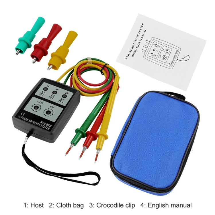 3 Phase Alternating Current Phase Meter Phase Detector Rotation Tester Indicator Digital Phase-Order Indicator, SP8030