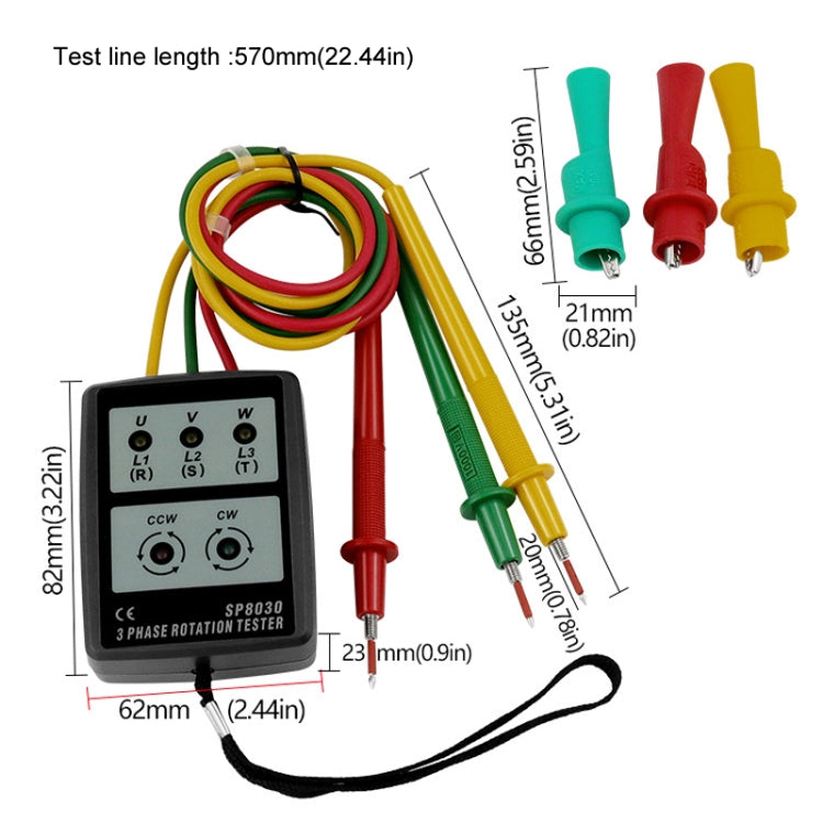 3 Phase Alternating Current Phase Meter Phase Detector Rotation Tester Indicator Digital Phase-Order Indicator, SP8030