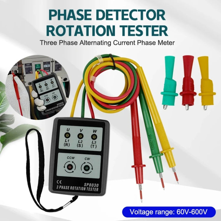 3 Phase Alternating Current Phase Meter Phase Detector Rotation Tester Indicator Digital Phase-Order Indicator, SP8030