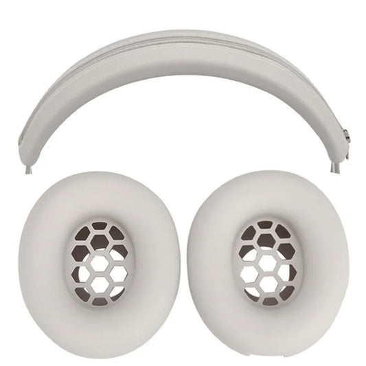For Beats Studio Pro Headphones Silicone Ear Cushion + Headband Cover Set, Set Black, Set Beige, Set Red, Set Deep Blue