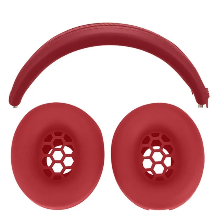 For Beats Studio Pro Headphones Silicone Ear Cushion + Headband Cover Set, Set Black, Set Beige, Set Red, Set Deep Blue