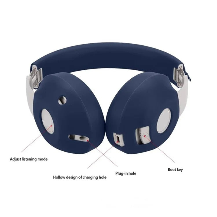 For Beats Studio Pro Headphones Silicone Ear Cushion + Headband Cover Set, Set Black, Set Beige, Set Red, Set Deep Blue