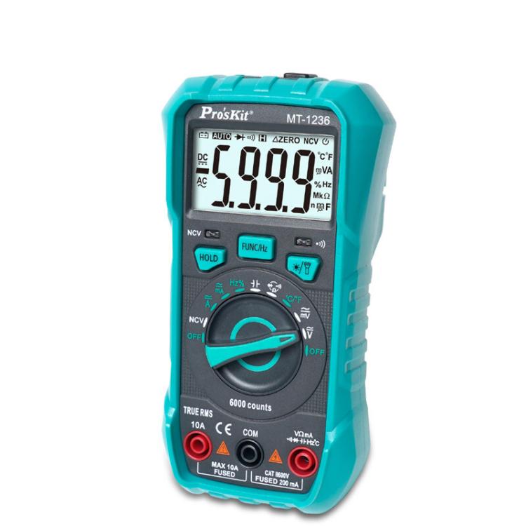 ProsKit MT-1236-C 3-5/6 True-RMS Digital Multimeter For ACA, ACV, DCA, DCV, Frequency, Cycle Duty, Diode Test