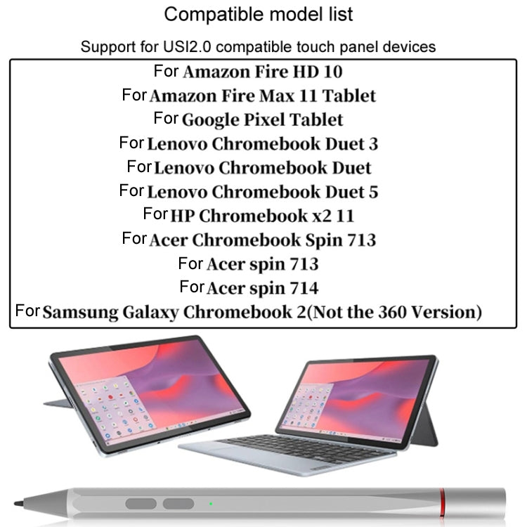 UX95 For Amazon Tablet/Chromebook Stylus 4096 Pressure Sensitive Stylus USI Protocol Pen