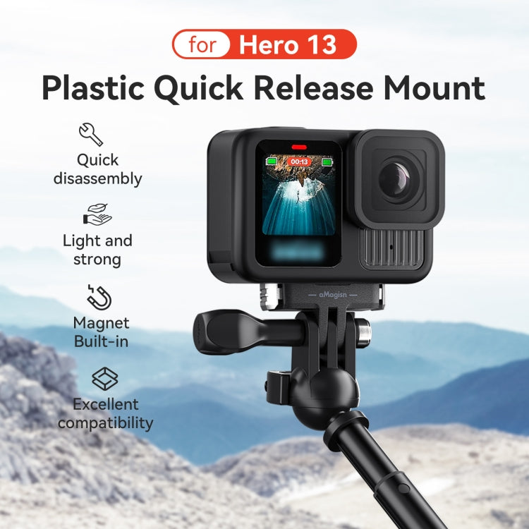 For GoPro HERO13 Black aMagisn Magnetic Quick-release Base Plastic Adapter Accessories, For GoPro HERO13 Plastic