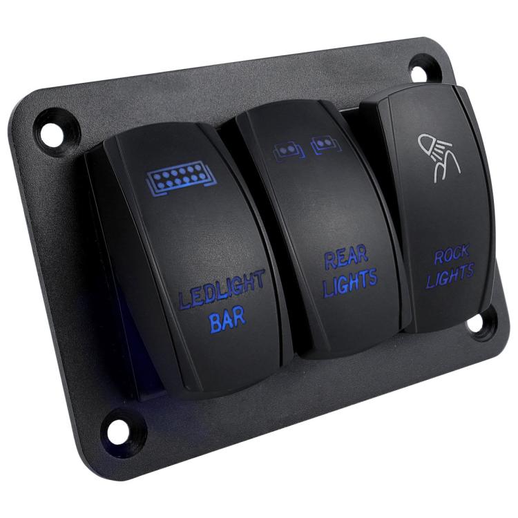 Blue Light Laser Engraved Panel Combination Switch For Car Boat, 3-digit Panel, 2-digit Panel