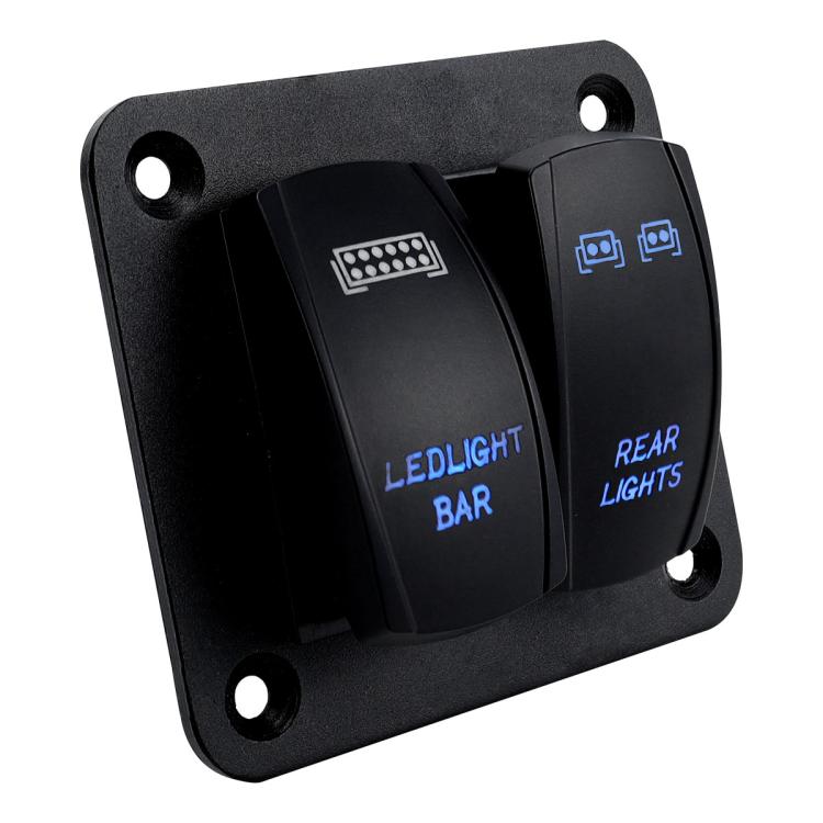 Blue Light Laser Engraved Panel Combination Switch For Car Boat, 3-digit Panel, 2-digit Panel