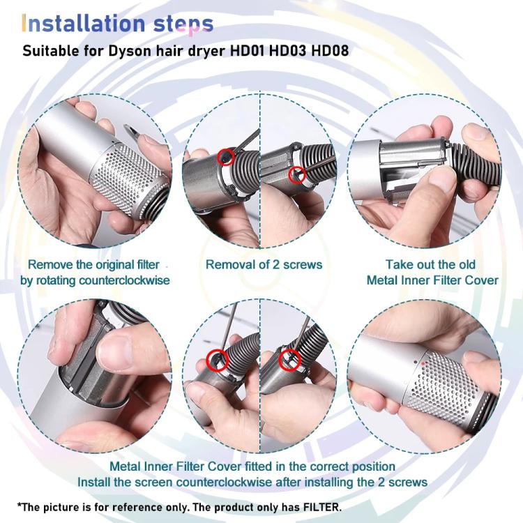 For Dyson HD03 / HD08 / HD15 Hair Dryer Metal Inner Filter Screwdriver Set Repair Parts, Inner Filter Cover