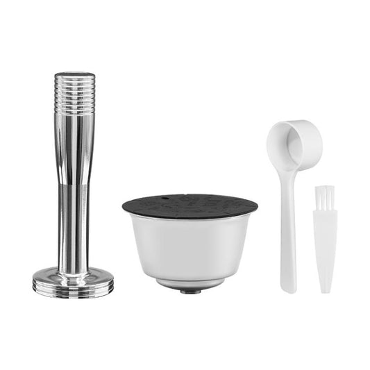 Pour la coque de capsule de café réutilisable en acier inoxydable pour machine à café Dolce Gusto, capsule + brosse et cuillère, capsule + marteau à poudre de 40 mm + brosse et cuillère