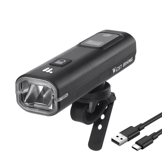 WEST BIKING Phare de vélo étanche rechargeable TYPE-C haute luminosité, régulier, affichage numérique de la batterie