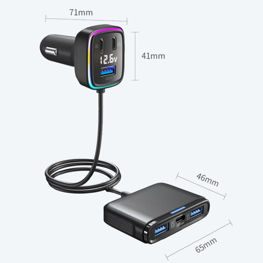 Chargeur de voiture rapide, éclairage ambiant coloré à sortie puissante, GE01